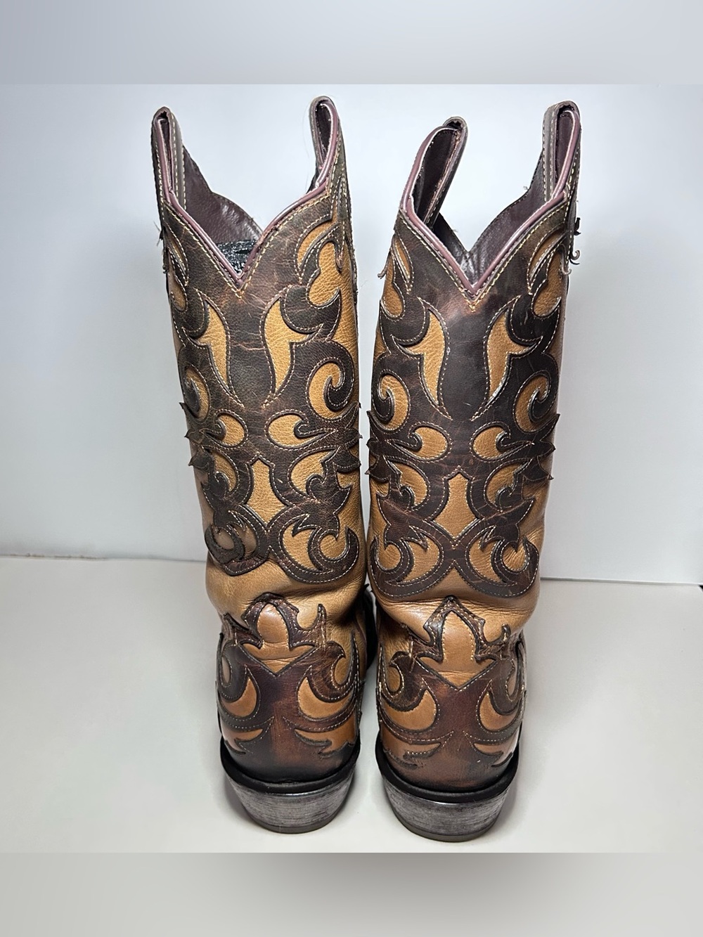 Ariat Sevilla Western Cowgirl Boots Tan Brown Cut Out Leather Snip Toe 8.5B - Picture 7 of 9